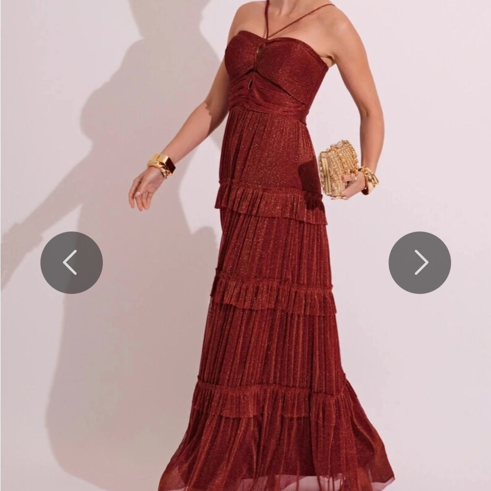 Marsala Shimmer Maxi Dress